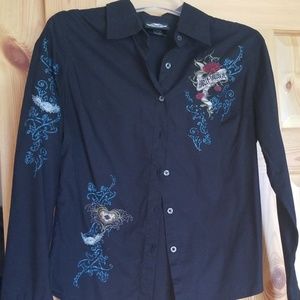 HD dressy black button up shirt